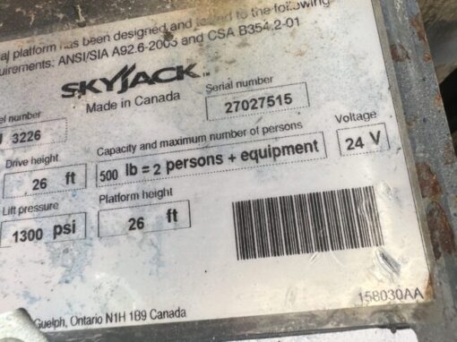 2015 Skyjack SJ3226 - Stock #3287 - Image 3
