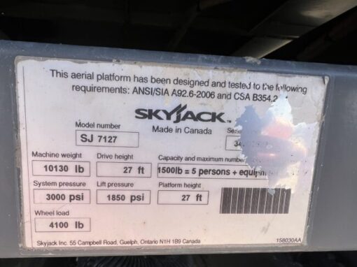 2013 Skyjack SJ7127 - Stock #3292 - Image 8